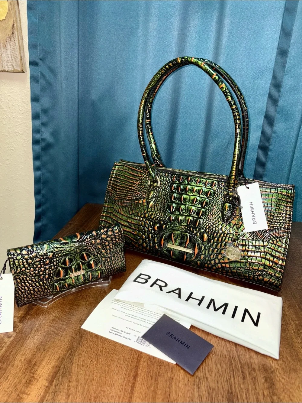 Brahmin NWT Sophia & Veronica - Samba Melbourne - Deep Green & Copper